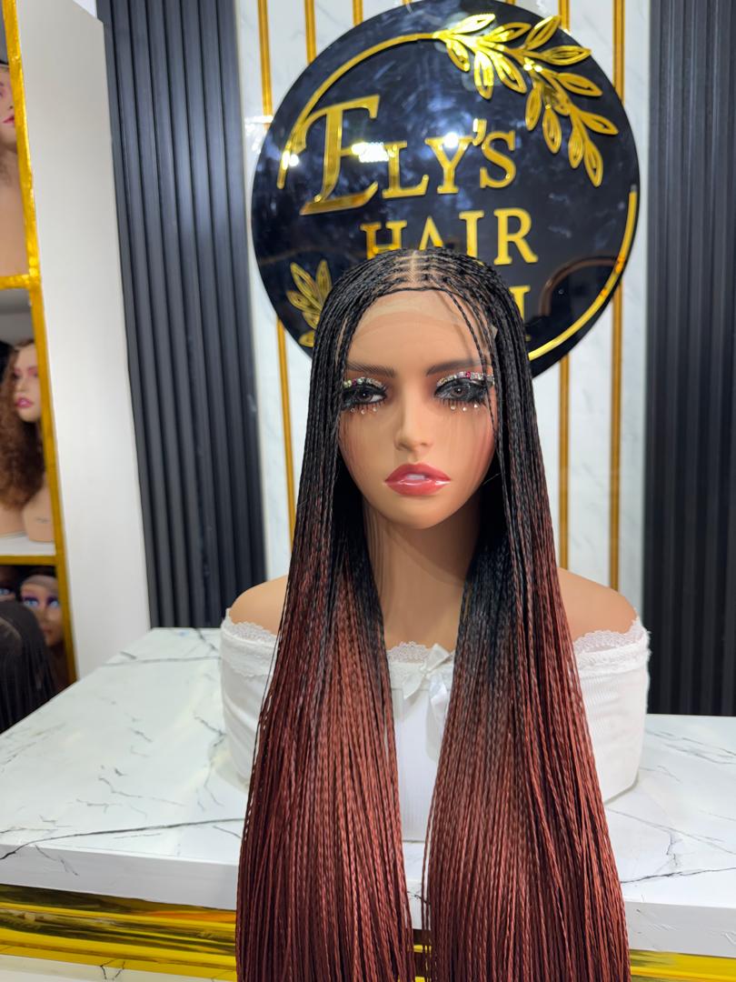 Center Bone Straight Braids color black & 350