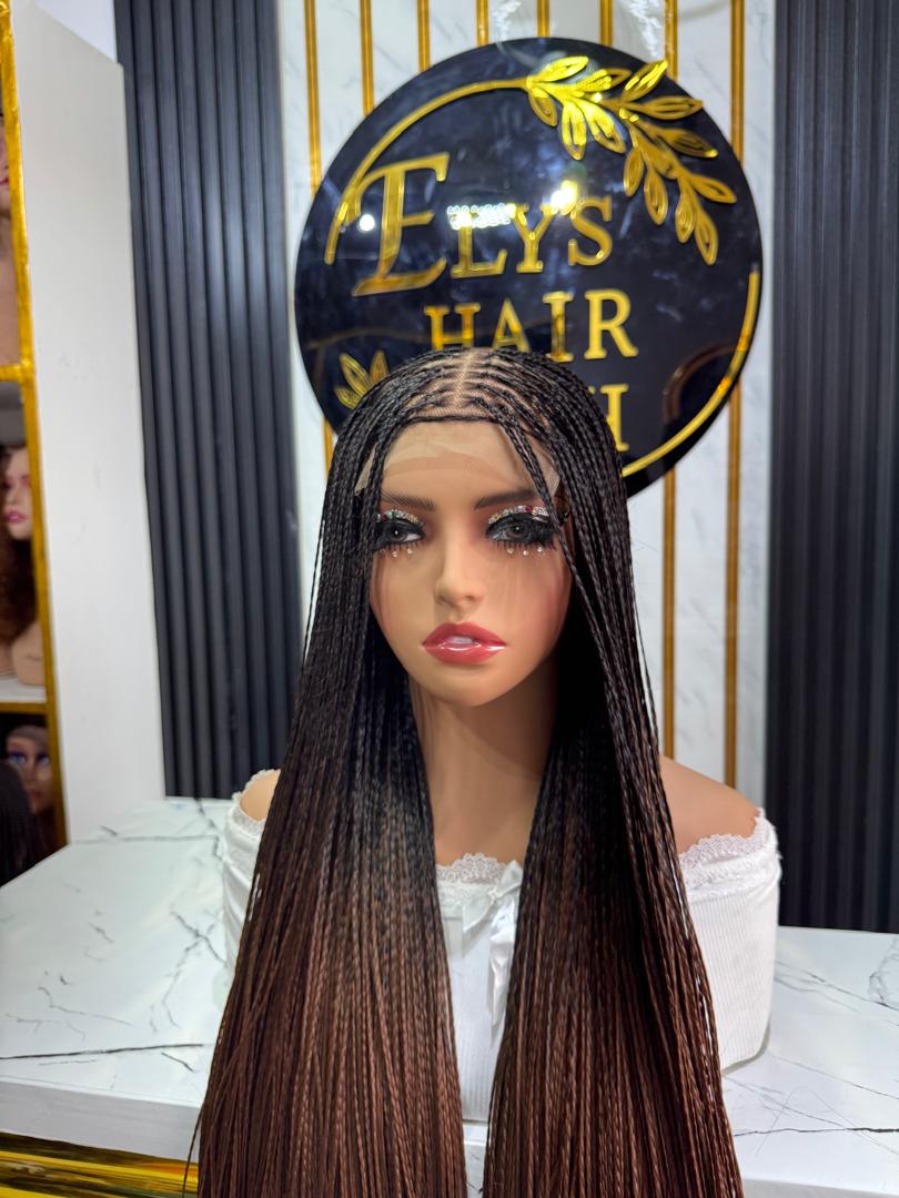 Center Bone Straight Braids color black & 30