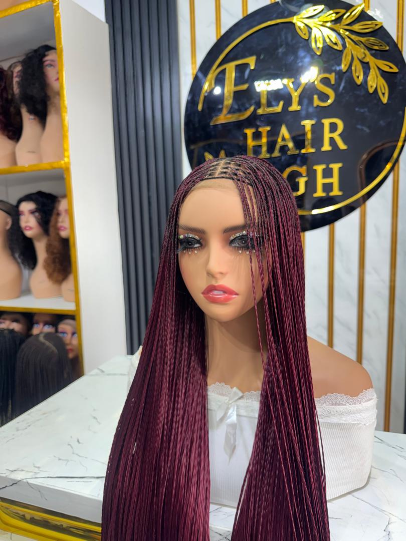 Center Bone Straight Braids color All Wine