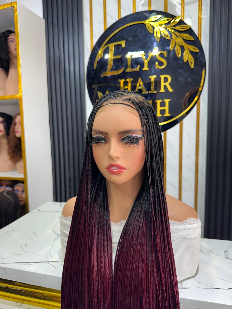 C-Cut Bone Straight Braids color Black & wine