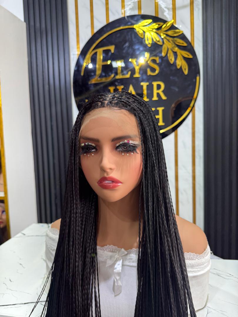 Frontal Bone Straight Braids color All Black 