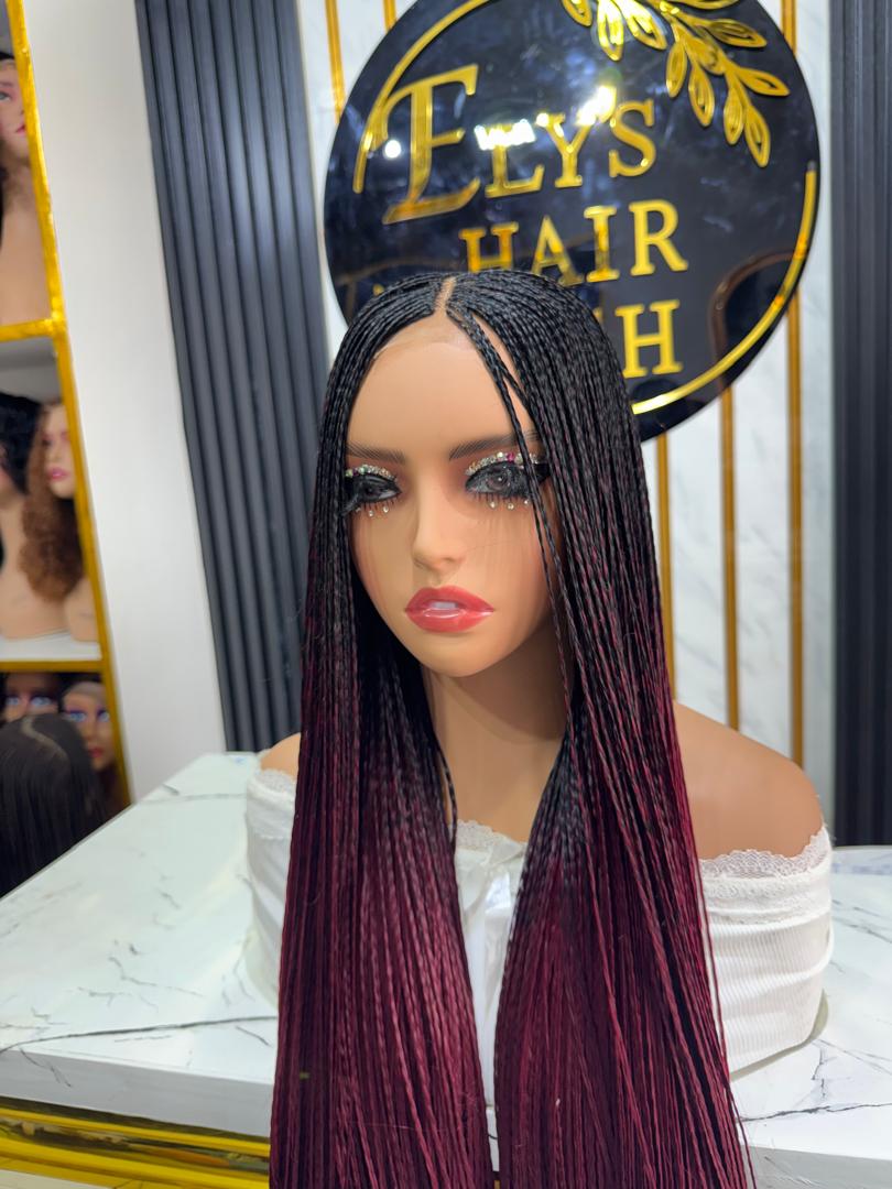 Kim K Bone Straight Braids color Black & Wine