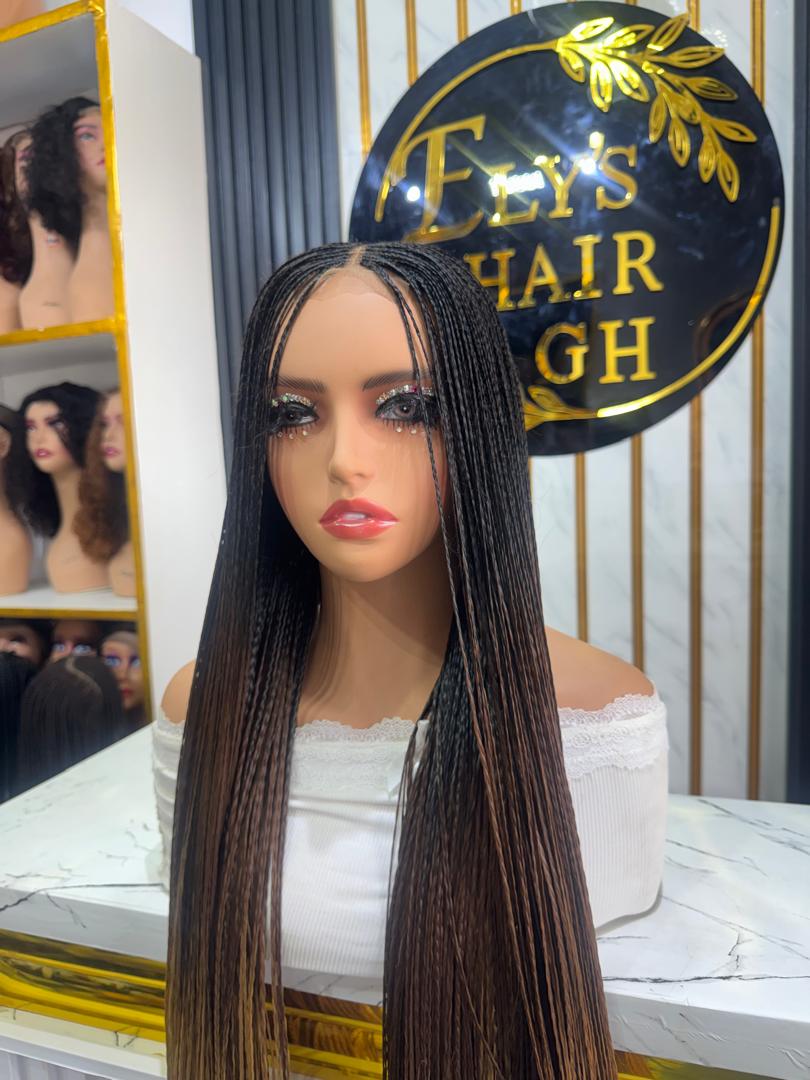 Center Bone Straight Braids color Black, 33 & 27