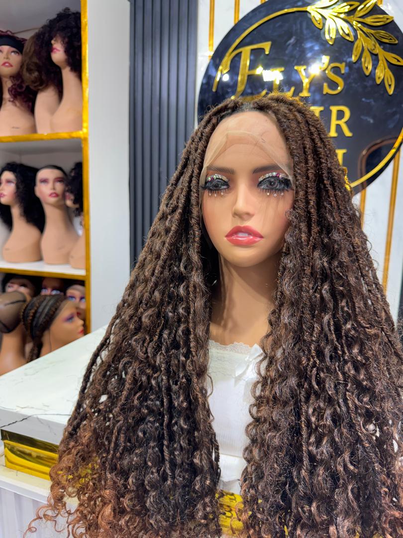 Glueless  Locs with Curls color black & 30