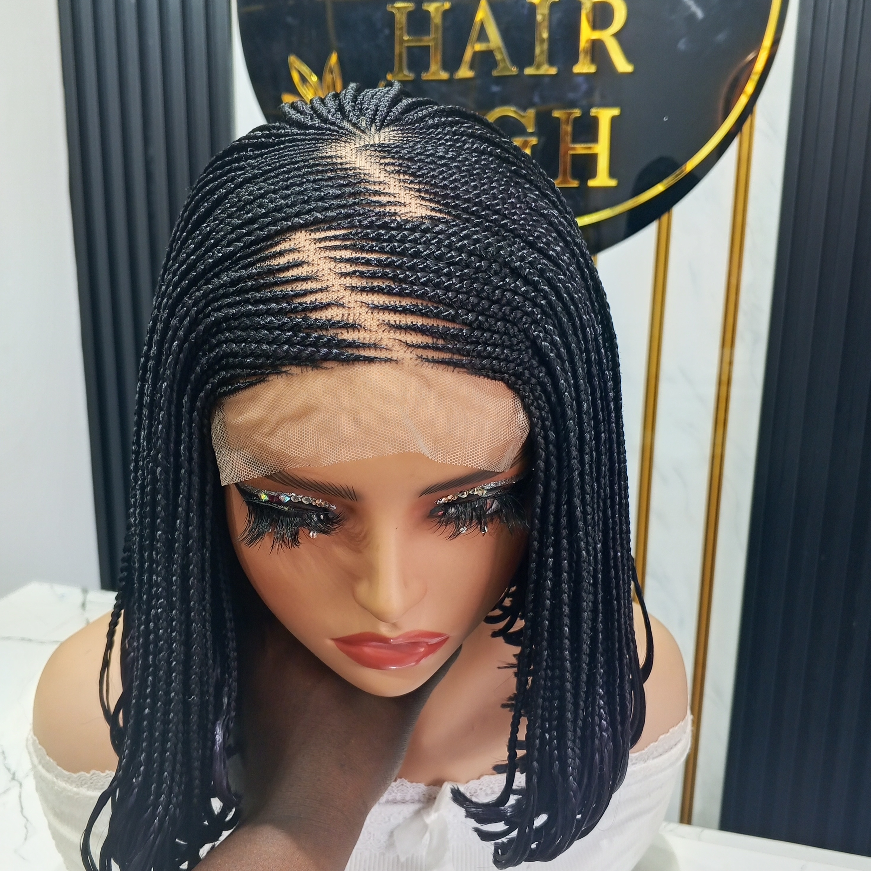 Human Hair lace Braided Bulb Zigzag